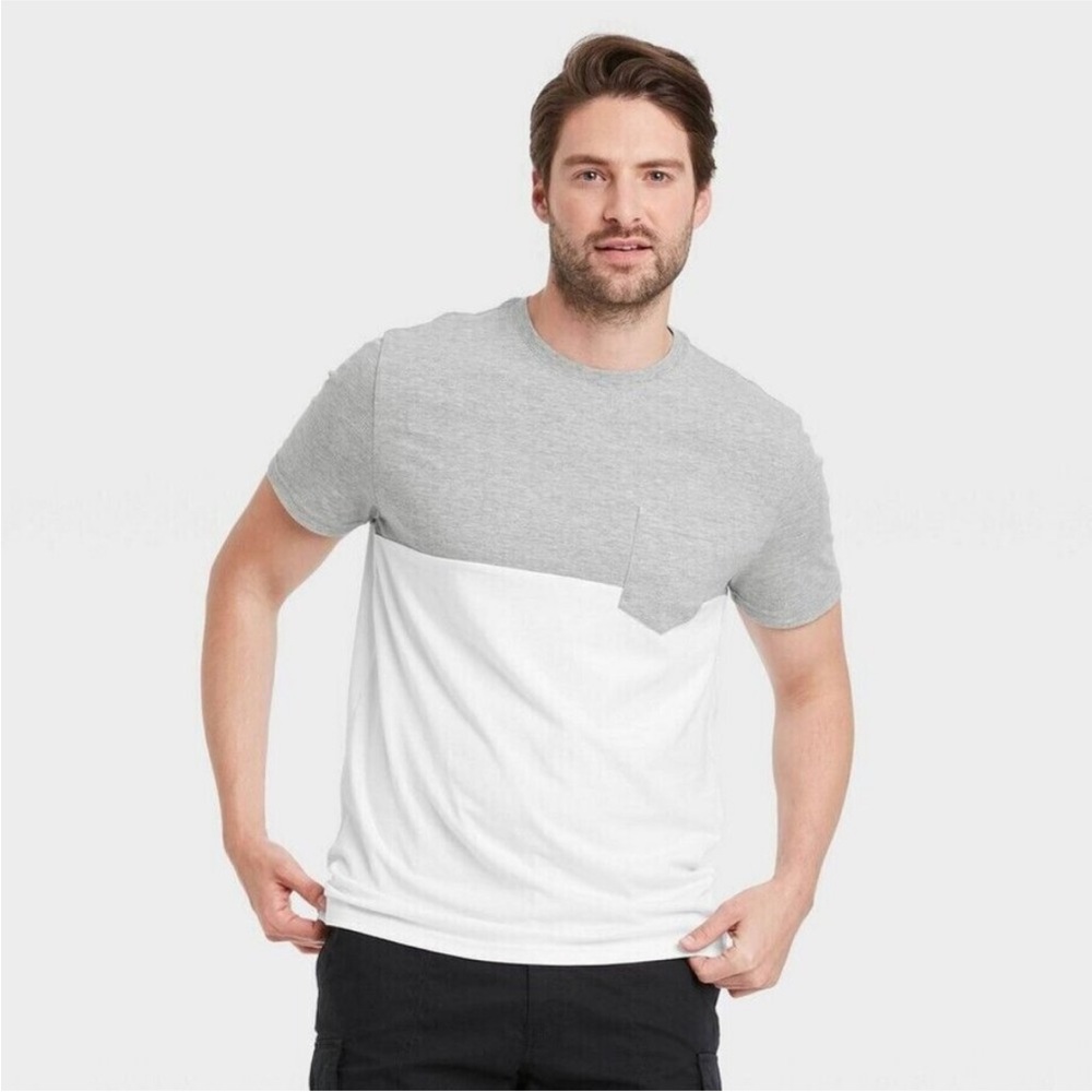 Goodfellow & Co Men's Short Sleeve T-Shirt Gray and White Size Small